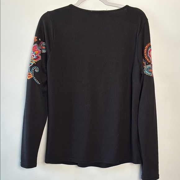 Savanna Jane Knit Black Sweater Top with Colorful Floral Embroidery - Picture 8 of 9